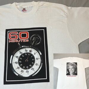 Vintage 60 Minutes CBS  Tv Show Promo T Shirt 90s Single Stitch Xl White